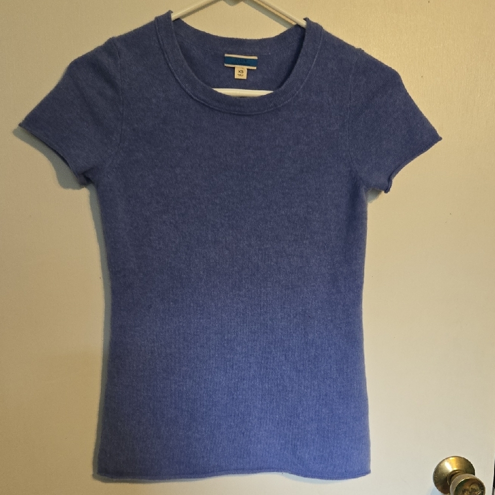 J. Crew Soft Blue Cashmere Short Sleeve Sweater Top